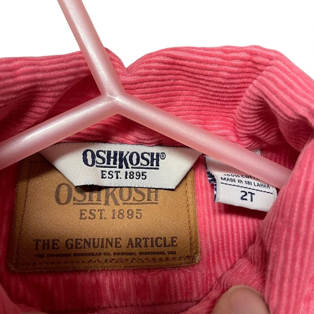 OshKosh Corduroy Jacket Pink Vintage Y2K Button Front Kids 2T Barbiecore